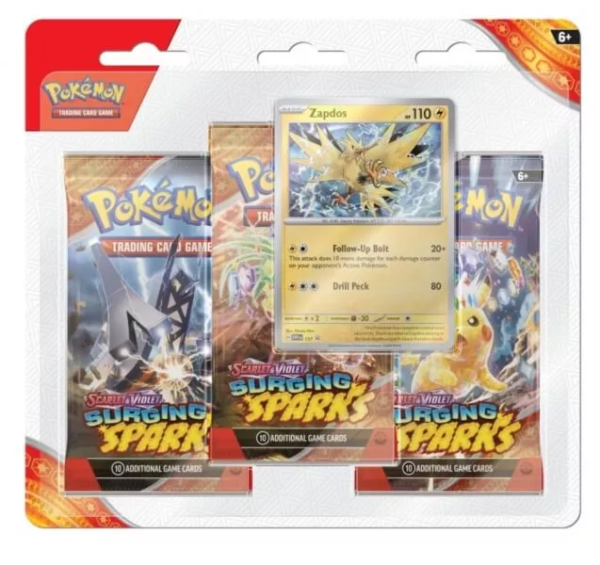 Pokémon Surging Sparks 3 Pack Blister - Zapdos